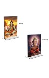 Lord Shiva & Lord Ganesh Acrylic T-Style Photo Stand - 5x7 Inches, Compact and Stylish Spiritual Display, easily change 2 photos (Pack of 1)