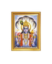 Lord Narayan Photo Frame - 10x14 Inches, Brown Wooden Frame for Home, Office & Temple Decoration