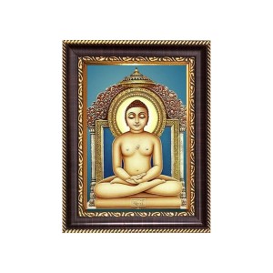 Sri Mahavir Digital Print Photo 6.7x8.7 inches - Vibrant Religious Wall Art for Home or Office Decor.