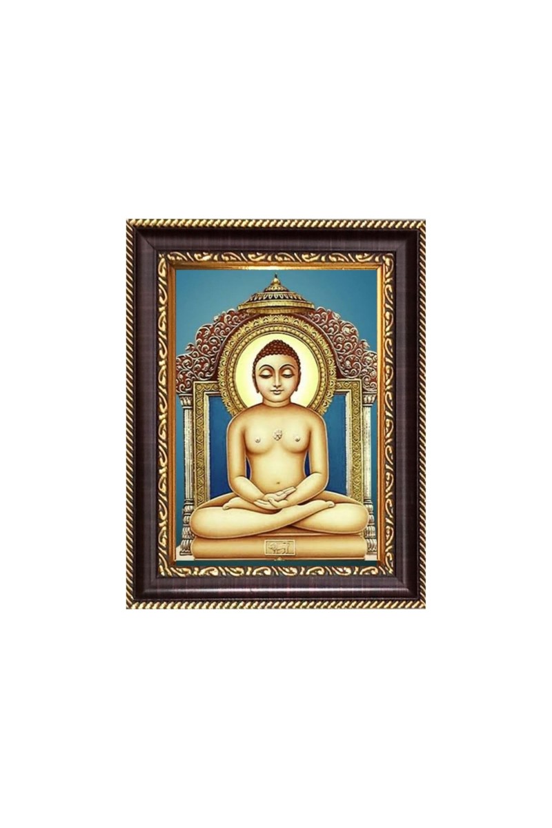 Sri Mahavir Digital Print Photo 6.7x8.7 inches - Vibrant Religious Wall Art for Home or Office Decor.