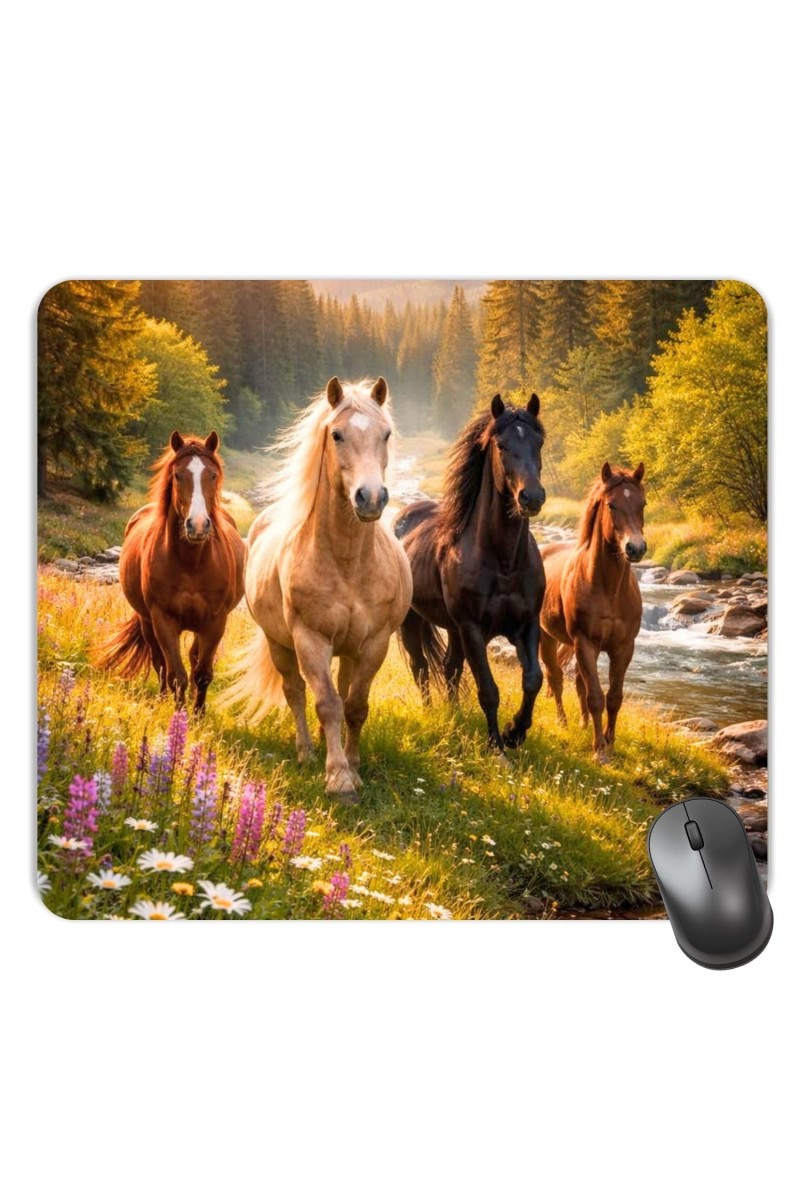 Customized Powerful Horses Picture Sublimation Mouse Pad | 8 X 7.5 Inch | Smooth Cloth Surface | Non-Slip Rubber Base | Personalized Mousepad for Laptop & Desktop (F17231)