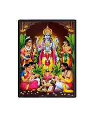 Satyanarayana Laminated Photo - 9x11 Inches, Divine Blessings for Home & Office and Temple Decoration