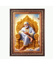 Sri Sai Baba Color Photo 10x14 Inch - Vibrant Religious Wall Art for Home or Office Decor.