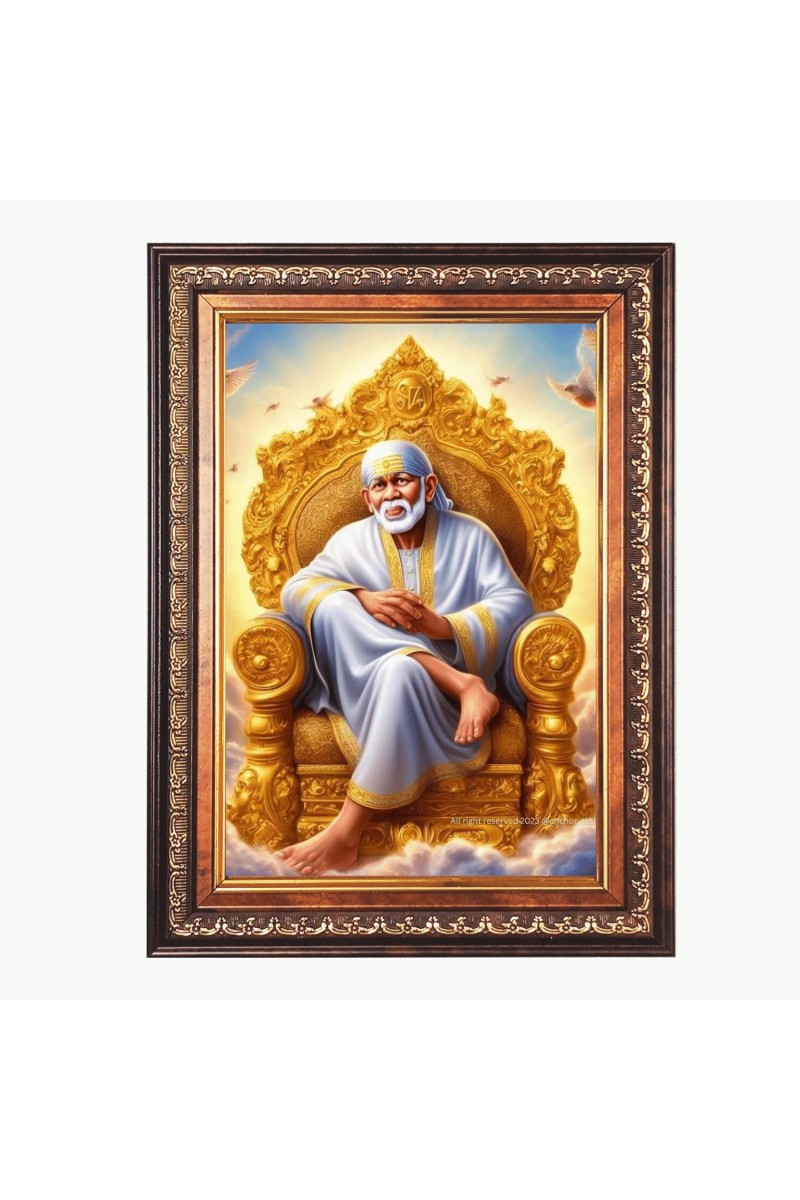 Sri Sai Baba Color Photo 10x14 Inch - Vibrant Religious Wall Art for Home or Office Decor.