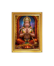 Sri Hanuman ji Photo Frame - 10x14 Inches, Brown Wooden Frame for Home, Office & Temple Decoration