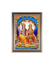 Maa Laxmi Narayan Photo Frame - 10x14 Inches, Brown Wooden Frame for Home, Office & Temple Decoration