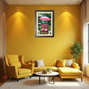 The two funny frogs under umbrella Black Photo Frame Funny Animal and Bird Cartoon Art