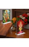 Lord Ganesh & Debi Durga Acrylic T-Style Photo Stand - 9x11 Inches, Compact and Stylish Spiritual Display, easily change 2 photos (Pack of 1)