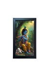 Hitech Sales Lord Krishna Wall-Mount Polystyrene Photo Frame Home Pooja Room, Decoration and Gifting, 9.6 x 15.6 inches Black Frame (Pack of 1, Printed Photo)