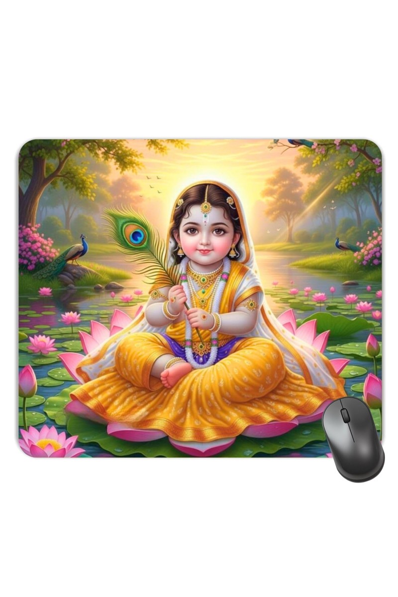 Customized Goddess Radha Picture Sublimation Mouse Pad | 8 X 7.5 Inch | Smooth Cloth Surface | Non-Slip Rubber Base | Personalized Mousepad for Laptop & Desktop (F17009)