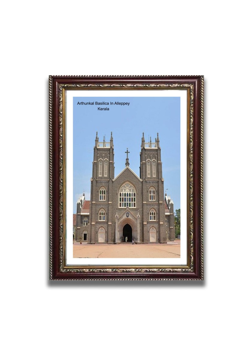 Arthunkal Basilica Church Photo Frame, Beautiful Elegant Framed Wall Art of Iconic Cathedral