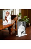 Mahatma Gandhi Acrylic T-Style Photo Stand, Compact and Stylish Spiritual Display, easily change 2 photos (Pack of 1)