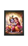 Hitech Sales Radha Krishna Polystyrene Photo Frame for Pooja Room, Temple Decor, Home Decoration and Gifting (Wall and Tabletop, Rectangular, Printed Photo, 7.12 x 9.12 inches Frame, Black)