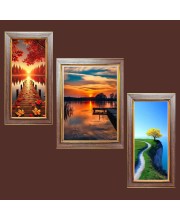 3-Pack The Geometry of Water and Wood Photo Frames - 2 Pieces 10x17 Inch & 1 Piece 14x17 Inch - Rustic Wall Art for Home & Office Decor - Botanical Wall Hanging for Living Room, Bedroom, or Work