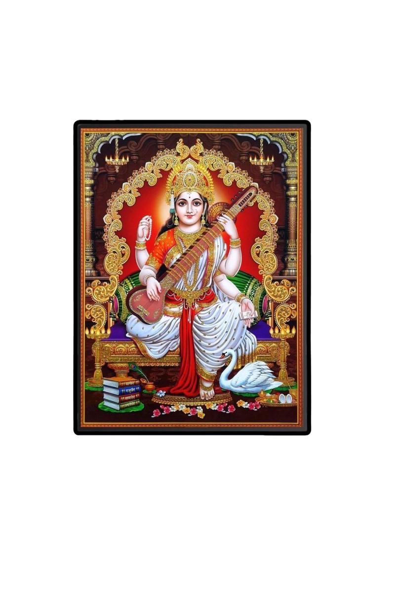 Saraswati Laminated Photo - 5x7 Inches, Divine Blessings for Home & Office and Temple Decoration