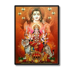 Durga with Shiva Laminated Photo - 5x7 Inches, Divine Blessings for Home & Office and Temple Decoration Durga with Shiva Laminated Photo - 5x7 Inches, Divine Blessings for Home & Office and Temple Decoration