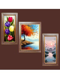 3-Pack Whispers Through the Leaves Photo Frames - 2 Pieces 12x19 Inch & 1 Piece 16x19 Inch - Rustic Wall Art for Home & Office Decor - Botanical Wall Hanging for Living Room, Bedroom, or Workspa
