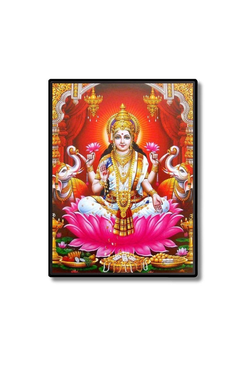 Lakshmi Laminated Photo - 5x7 Inches, Divine Blessings for Home & Office and Temple Decoration