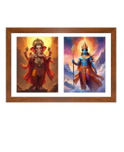 Lord ganesha and indra Photo Frame - 11x15Inches - Spiritual Artwork for Home Wall Decoration, Puja Room and Office Decoration and Gifting
