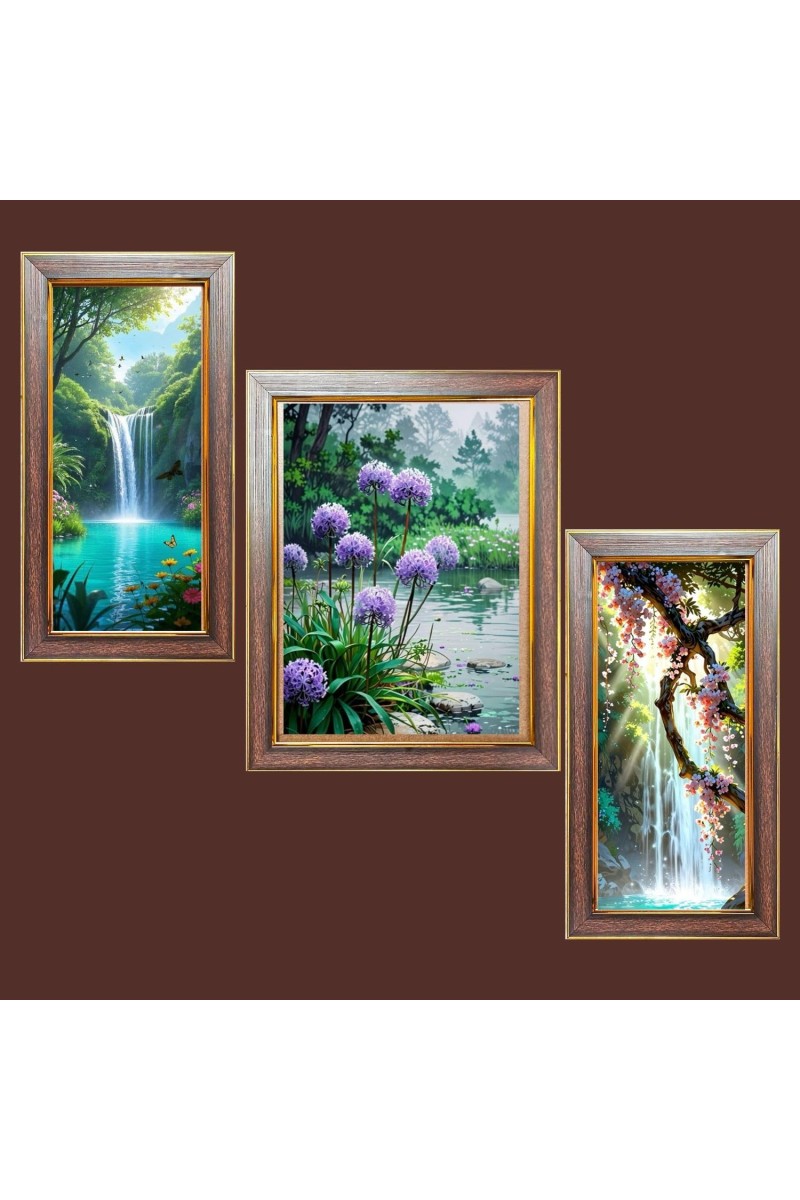 3-Pack Majestic nature Photo Frames - 2 Pieces 10x17 Inch & 1 Piece 14x17 Inch - Rustic Wall Art for Home & Office Decor - Botanical Wall Hanging for Living Room, Bedroom, or Workspace