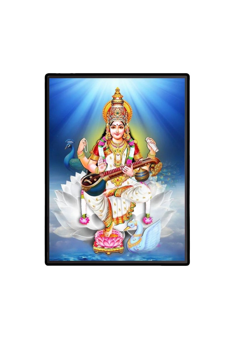 Saraswati Laminated Photo - 5x7 Inches, Divine Blessings for Home & Office and Temple Decoration