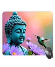 Customized Serene Buddha Picture Sublimation Mouse Pad | 8 X 7.5 Inch | Smooth Cloth Surface | Non-Slip Rubber Base | Personalized Mousepad for Laptop & Desktop (F16978)