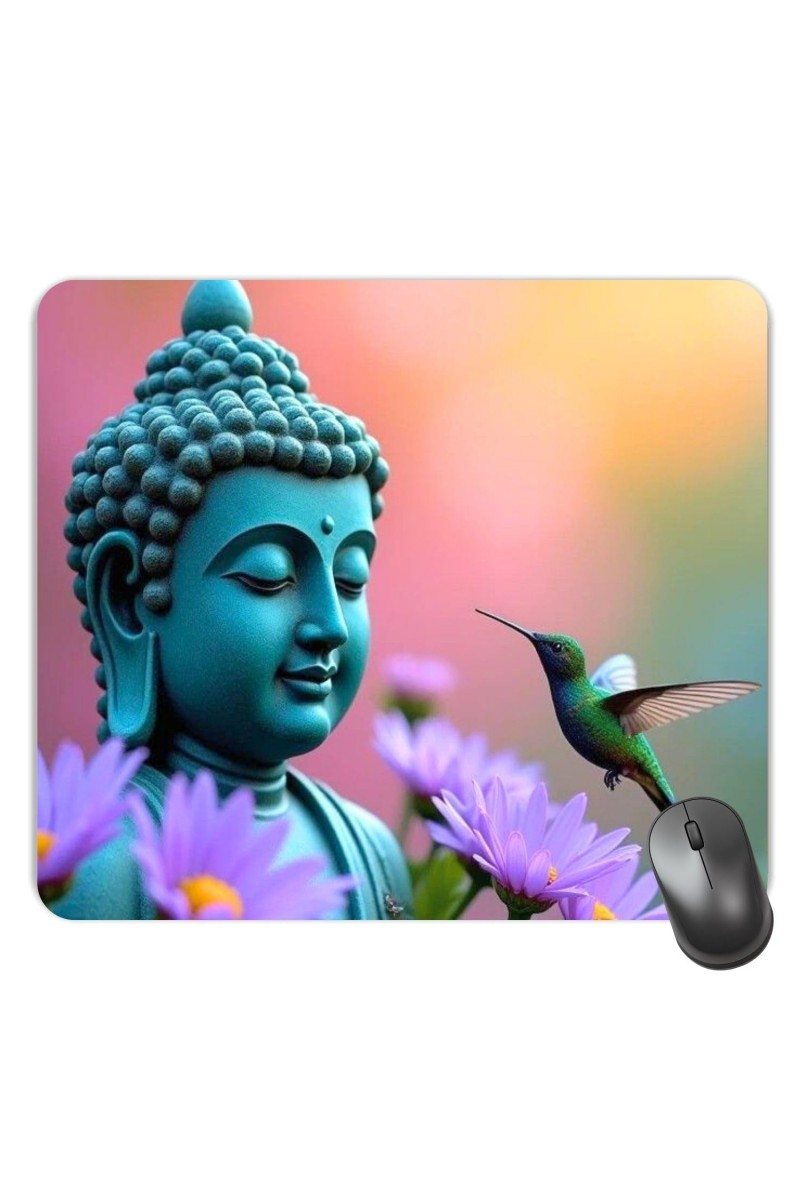 Customized Serene Buddha Picture Sublimation Mouse Pad | 8 X 7.5 Inch | Smooth Cloth Surface | Non-Slip Rubber Base | Personalized Mousepad for Laptop & Desktop (F16978)