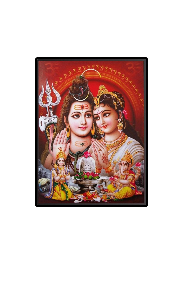 Shiva Family Laminated Photo - 5x7 Inches, Divine Blessings for Home & Office and Temple Decoration
