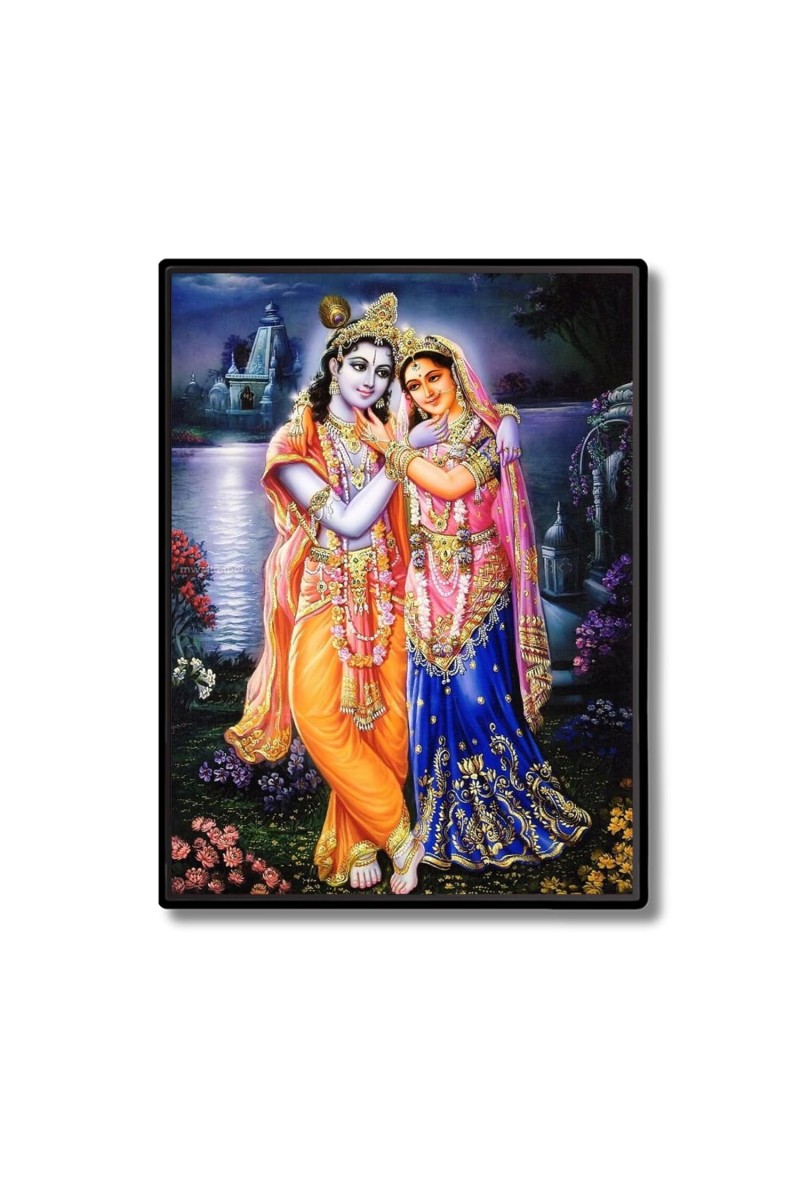 Radha Krishna Laminated Photo - 5x7 Inches, Divine Blessings for Home & Office and Temple Decoration