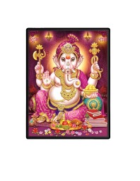 Ganesh Laminated Photo - 5x7 Inches, Divine Blessings for Home & Office and Temple Decoration