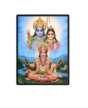 Hanuman with Ram Sita Laminated Photo - 11x13 Inches, Divine Blessings for Home & Office and Temple Decoration