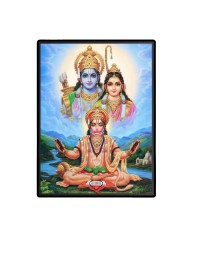 Hanuman with Ram Sita Laminated Photo - 13x15 Inches, Divine Blessings for Home & Office and Temple Decoration