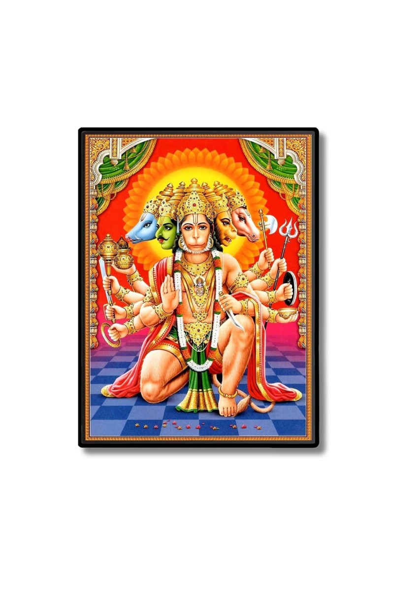 Panchamukhi Hanuman Laminated Photo - 7x9 Inches, Divine Blessings for Home & Office and Temple Decoration