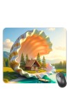 Customized Beautiful House in Sea Shell Picture Sublimation Mouse Pad | 8 X 7.5 Inch | Smooth Cloth Surface | Non-Slip Rubber Base | Personalized Mousepad for Laptop & Desktop (F17264)