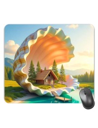 Customized Beautiful House in Sea Shell Picture Sublimation Mouse Pad | 8 X 7.5 Inch | Smooth Cloth Surface | Non-Slip Rubber Base | Personalized Mousepad for Laptop & Desktop (F17264)