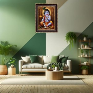 Lord Baby Krishna Digital Print Photo 14.7x16.7 inches (I6014) - Vibrant Religious Wall Art for Home or Office Decor. Lord Baby Krishna Digital Print Photo 14.7x16.7 inches (I6014) - Vibrant Religious Wall Art for Home or Office Decor.