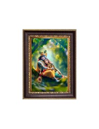 Sree Krishna and Shree Radha Digital Print Photo 14.7x16.7 inches (I6075) - Vibrant Religious Wall Art for Home or Office Decor.