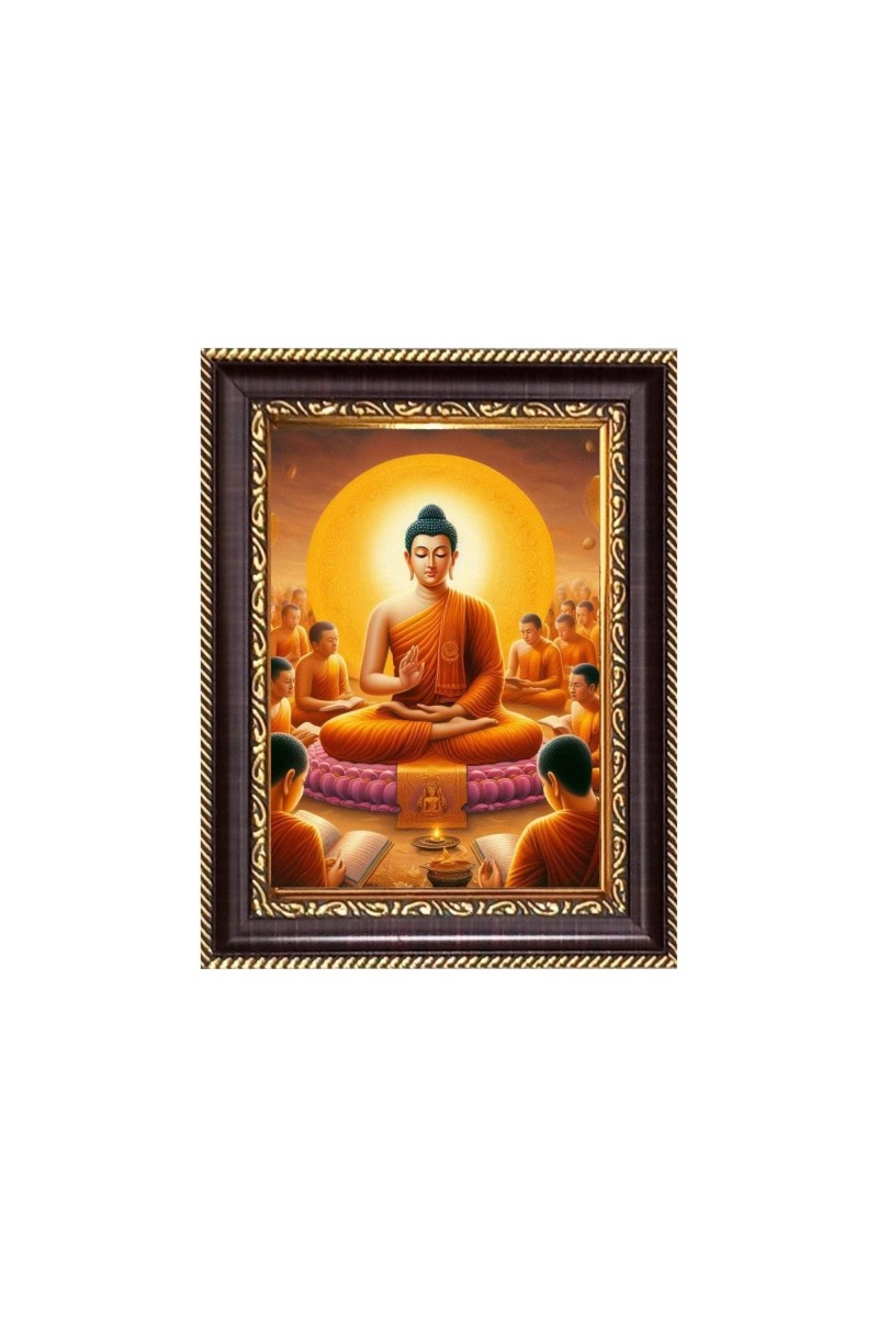 Lord Gautam Buddha Digital Print Photo 6.7x8.7 inches - Vibrant Religious Wall Art for Home, Office and Temple Decor.