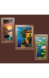 3-Pack Sunsetâ€™s Golden Embrace painting Photo Frames - 2 Pieces 12x19 Inch & 1 Piece 16x19 Inch - Rustic Wall Art for Home & Office Decor - Botanical Wall Hanging for Living Room, Bedroom, or