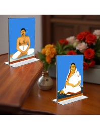 Anukul Chandra Thakur & Jagajanani Sree Sree Barama Acrylic T-Style Photo Stand - 5x7 Inches, Compact and Stylish Spiritual Display, easily change 2 photos (Pack of 1)