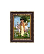 Sri Dattatreya Swamy Digital Print Photo 6.7x8.7 inches - Vibrant Religious Wall Art for Home, Office and Temple Decor.
