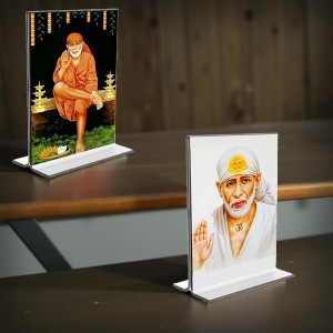 Sai Baba Acrylic T-Style Photo Stand, Compact and Stylish Spiritual Display, easily change 2 photos (Pack of 1) Sai Baba Acrylic T-Style Photo Stand, Compact and Stylish Spiritual Display, easily change 2 photos (Pack of 1)