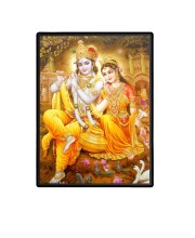 Radha Krishna Laminated Photo - 5x7 Inches, Divine Blessings for Home & Office and Temple Decoration