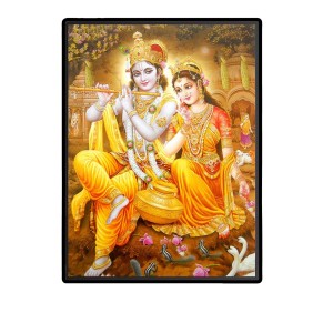 Radha Krishna Laminated Photo - 5x7 Inches, Divine Blessings for Home & Office and Temple Decoration