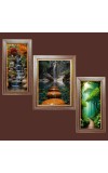 3-Pack Beautiful water fall Photo Frames - 2 Pieces 8x15 Inch & 1 Piece 12x15 Inch - Rustic Wall Art for Home & Office Decor - Botanical Wall Hanging for Living Room, Bedroom, or Workspace