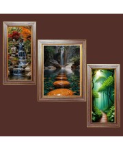 3-Pack Beautiful water fall Photo Frames - 2 Pieces 10x17 Inch & 1 Piece 14x17 Inch - Rustic Wall Art for Home & Office Decor - Botanical Wall Hanging for Living Room, Bedroom, or Workspace