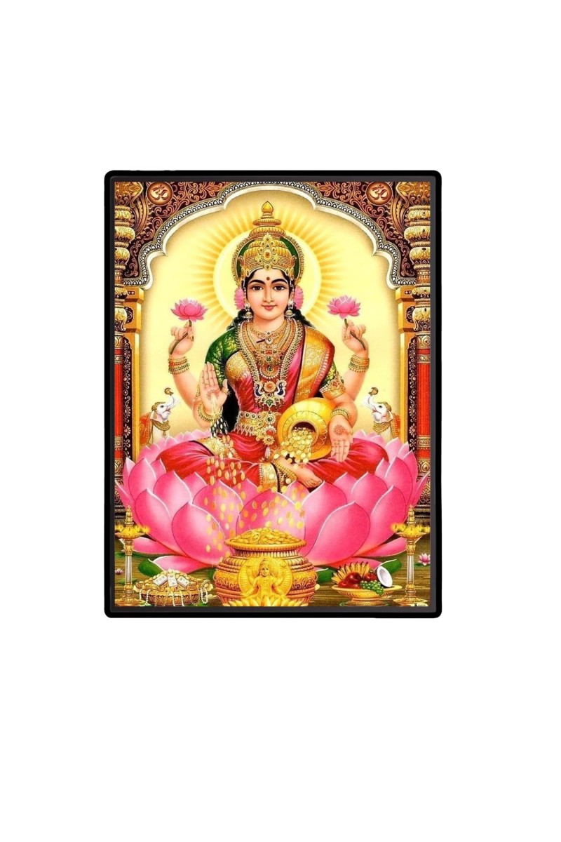 Lakshmi Laminated Photo - 5x7 Inches, Divine Blessings for Home & Office and Temple Decoration