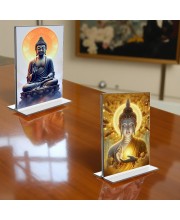 Buddha Acrylic T-Style Photo Stand - 11x13 Inches, Compact and Stylish Spiritual Display, easily change 2 photos (Pack of 1)