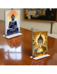 Buddha Acrylic T-Style Photo Stand - 11x13 Inches, Compact and Stylish Spiritual Display, easily change 2 photos (Pack of 1)