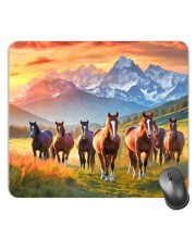 Customized Beautiful Horses Picture Sublimation Mouse Pad | 8 X 7.5 Inch | Smooth Cloth Surface | Non-Slip Rubber Base | Personalized Mousepad for Laptop & Desktop (F17318)